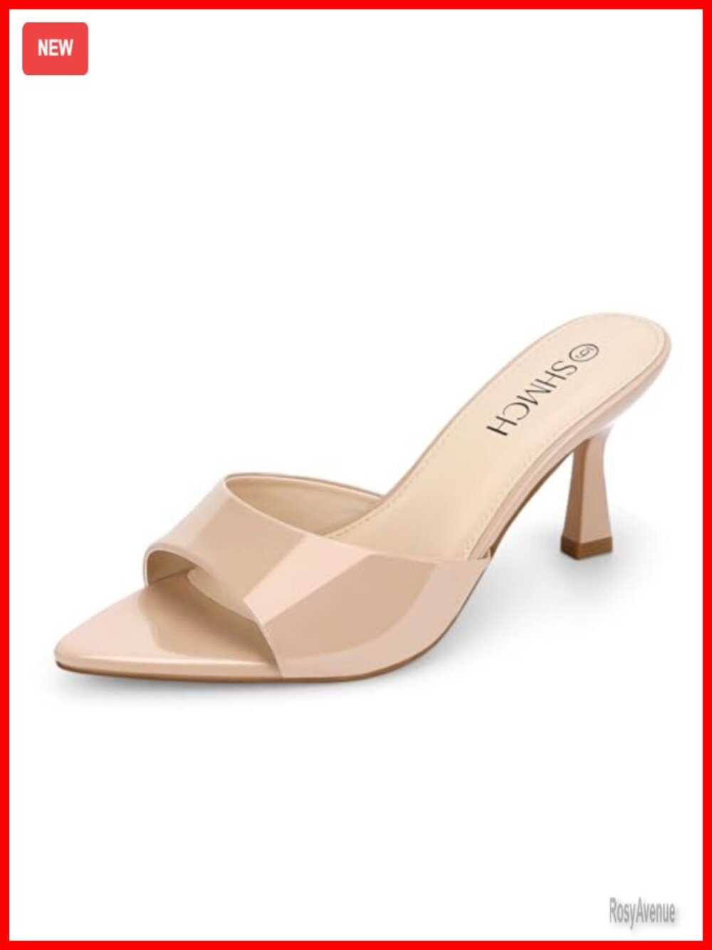 SHMCH Women's Pointed Toe Mule Sandals Slip On Kitten Heels